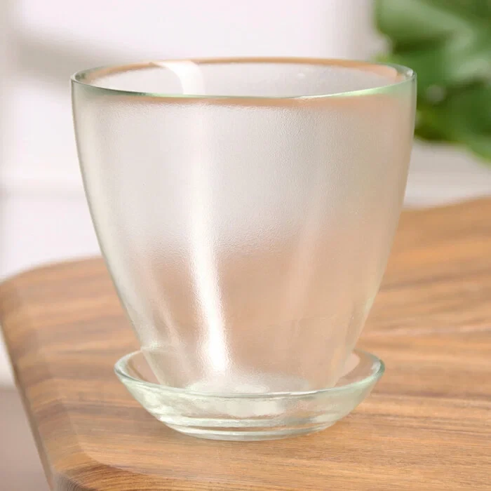 Горшок стекло №2 93-025 с поддоном разные цвета, фото 1