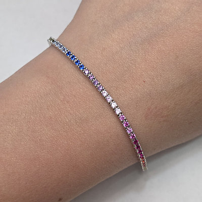 Серебряный браслет 925пр, 7,18гр, размер 18, вставка фианиты