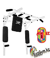 Турник-брусья "Железное тело" белый (с черными ручками)
