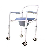 Кресло-туалет с санитарным оснащением "Доступная-среда.kz" (KRT120, Складной, На колёсах) (Стандарт, Белый)