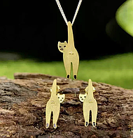 Набор Lotus Fun 925пр серьги (покрыт золотом 18 карат) вес 1,5гр, подвеска гр 3,0 ,40-45см