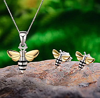 Набор Lotus Fun 925пр серьги (покрыт золотом 18 карат) вес 1,0гр, подвеска 2,5гр, 40-45см