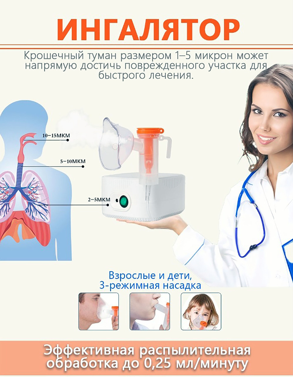 Компрессорный ингалятор Compressed Atomizer JSL-W310