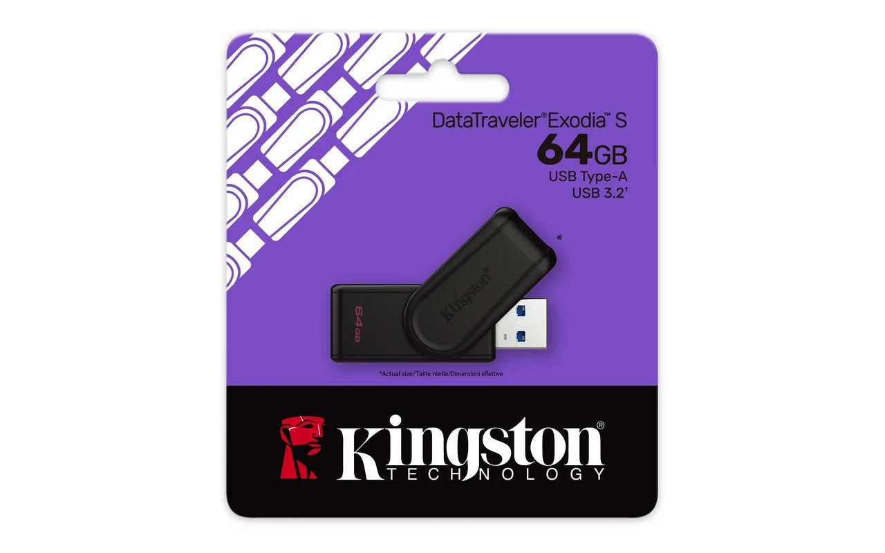 Флэш-накопитель Kingston 64Gb USB3.2 Gen1 Data Traveler Exodia S (Black) DTXS/64GB