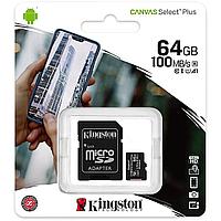 Карта памяти microSDXC 64GB Class10 UHS-I U1 Kingston Canvas Select Plus (SD адаптер) 100MB/s