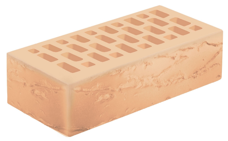 Кирпич одинарный (1НФ), 250х120х65 мм, Слоновая кость, руст, фото 1