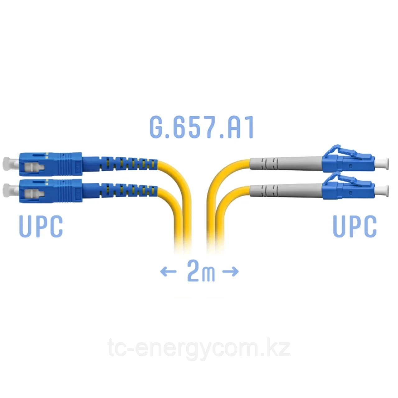 Патчкорд оптический LC/UPC-SC/UPC SM G.657.A1 Duplex 2 метра, фото 1