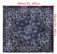 Бандана платок хлопковая с узором квадратная 55х55 см темно синяя