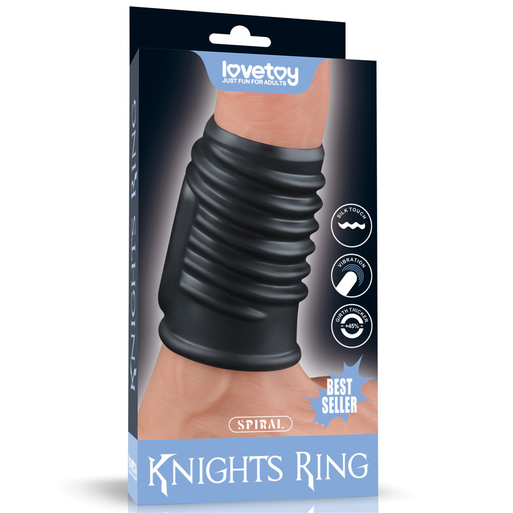 Эрекционное кольцо с вибрацией Lovetoy Knights Ring Spiral черная