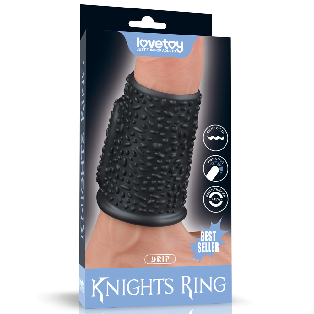Эрекционное кольцо с вибрацией Lovetoy Knights Ring Drip черная