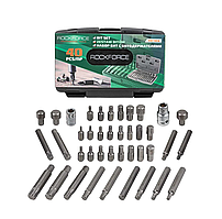 ROCKFORCE Набор бит с битодержателями, 40пр.(10мм)(30мм:Т20-Т60,Н4-Н19,М5-М16;75мм:H5-H10,M6-M12,Ribe 8-14) в