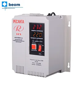 Стабилизатор Ресанта АСН-500Н/1-Ц LUX (500 Вт | 220 В | 5-7 мс | ~8% от 140 до 260 В | Вес, кг 2.5 | настенный)