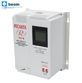 Стабилизатор Ресанта ACH-3000Н/1-Ц LUX ( 3 кВт | 220 В | 5-7 мс | ~8% от 140 до 260 В | Вес, кг 8.7 |63/6/21 настенный)
