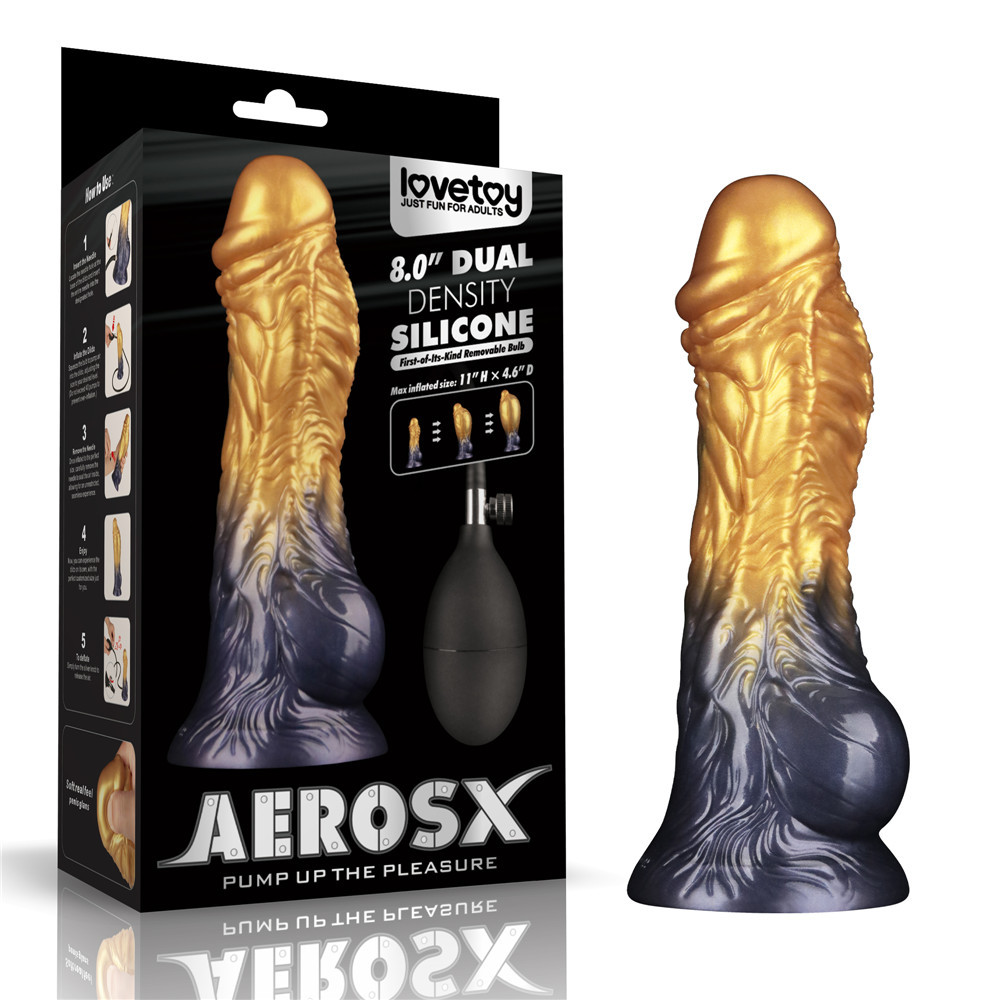 Фаллоимитатор надувной с двойной плотностью AerosX Lovetoy (15,3*5 см) золотистый