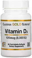 California Gold Nutrition Vitamin D-3 125 мкг 5000 IU капсулы 90 шт