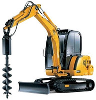 Аренда мини-экскаватора с буроямом (гидробуром) бурение под сваи в Алматы и области