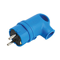 Вилка угловая с/з STEKKER, RPG16-21-442 (В 16-002), каучук, 250В, 16A, IP44, синий