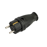 Вилка прямая с/з STEKKER, RPG16-21-441 (В 16-001), каучук, 250В, 16A, IP44, черный