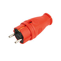 Вилка прямая с/з STEKKER, RPG16-21-441, каучук, 250В, 16A, IP44, красный (В 16-001)