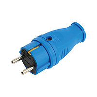 Вилка прямая с/з, STEKKER, RPG16-21-441 (В 16-001), каучук 250В, 16A, IP44, синий