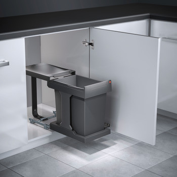 Мусоросборник, серебристый, сталь, 20 л. Ведро и крышка: "серый графит", пластмасса, фото 1