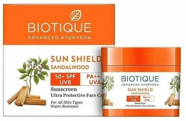 BIOTIQUE CREAM SANDALWOOD SPF 50+ - Солнцезащитный крем для лица Сандал 50GM, фото 1