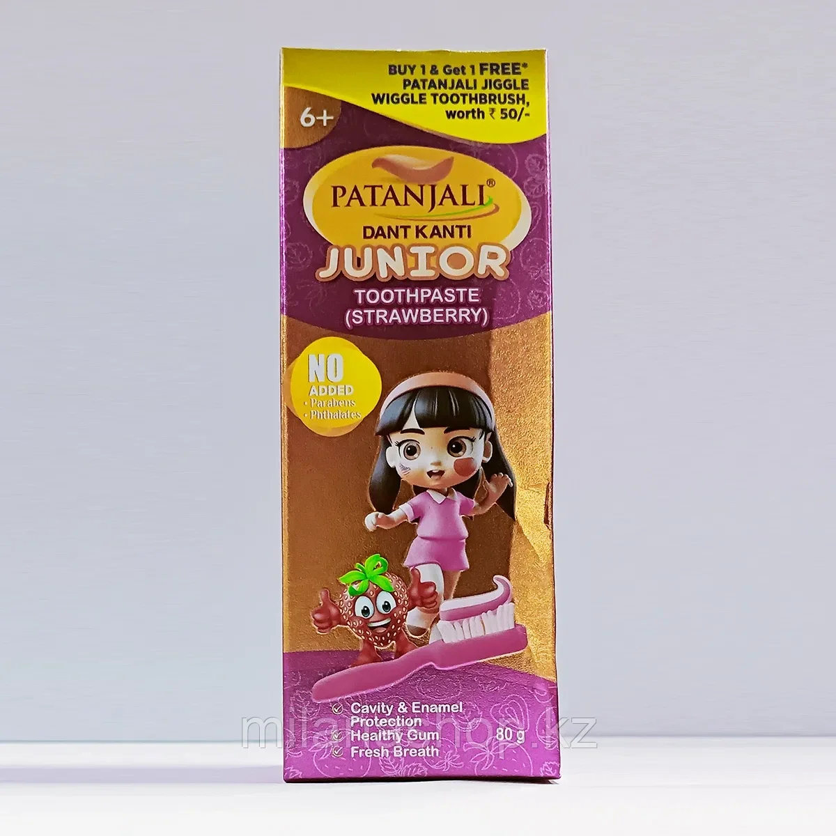PATANJALI DANT KANTI JUNIOR PASTE - Зубная паста детская с клубникой 80GM, фото 1