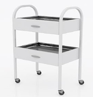 Столик хирургический с 2-мя выдвижными ящиками и 2-мя металлическими поддонами никелированными