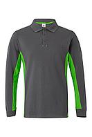 Двухцветная рубашка поло с длинным рукавом Серый/Зеленый лайм