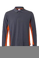 Двухцветная рубашка поло с длинным рукавом Серый/Оранжевый