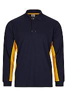 Двухцветная рубашка поло с длинным рукавом Темно-синий/Желтый