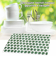 Кухонное полотенце для сушки посуды из микрофибры 50х38 см с листиками