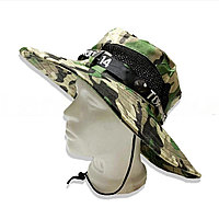 Шляпа для рыбалки охоты и походов трансформирующаяся с ветрозащитной веревкой Tornado F14 камуфляж зеленая