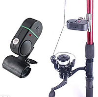 Звуковой сигнализатор поклёвки на удочку с индикатором и креплением-прищепкой на батарейках LR44 6см в длину