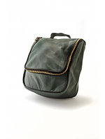 Epsilon несессер, зеленый цвет (Кожаная сумка-косметичка на молнии, с крючком)