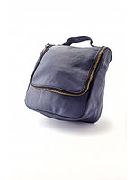 Epsilon несессер, синий цвет (Кожаная сумка-косметичка на молнии, с крючком)