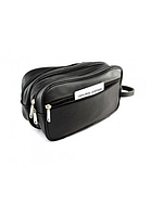 Epsilon несессер, черный цвет (Натуральная кожа, сумка-косметичка на молнии)