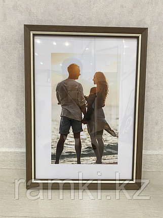 Рамка А3 (29.7х42см) Коричневый с белым контуром, фото 1