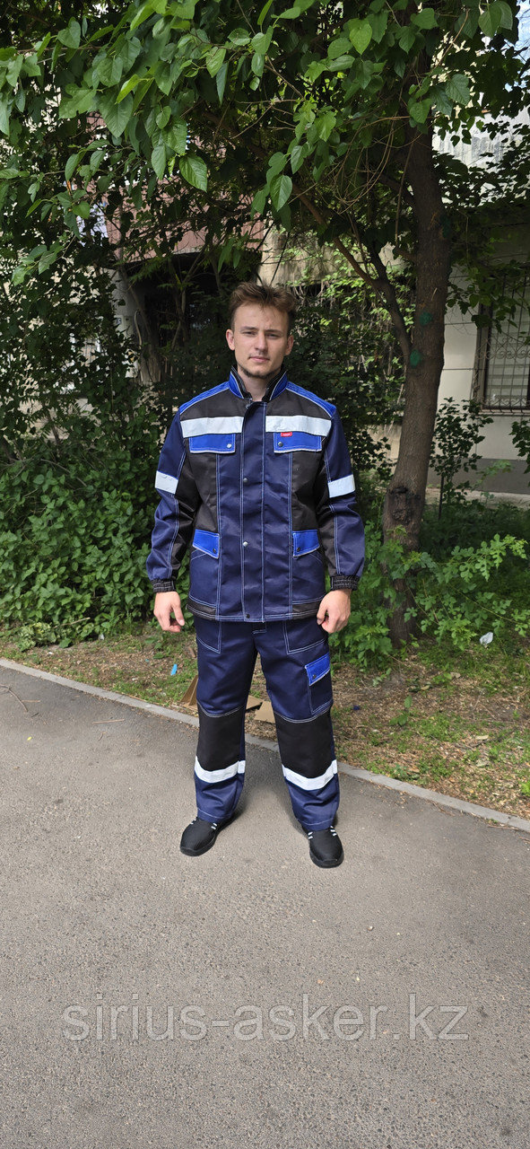 Костюм СИРИУС-ПОЛИНОМ куртка и брюки, синий с черным и васильковым, СОП, фото 1