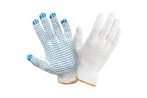 Перчатки х/б OfficeClean, профи, 7 класс, с точечным ПВХ-покрытием, 6 нитей, белые