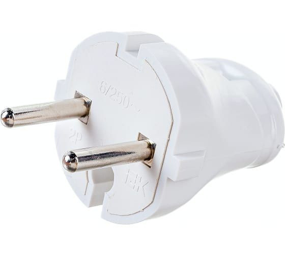 Вилка разборная, прямая, без з/к 6А (белая)
