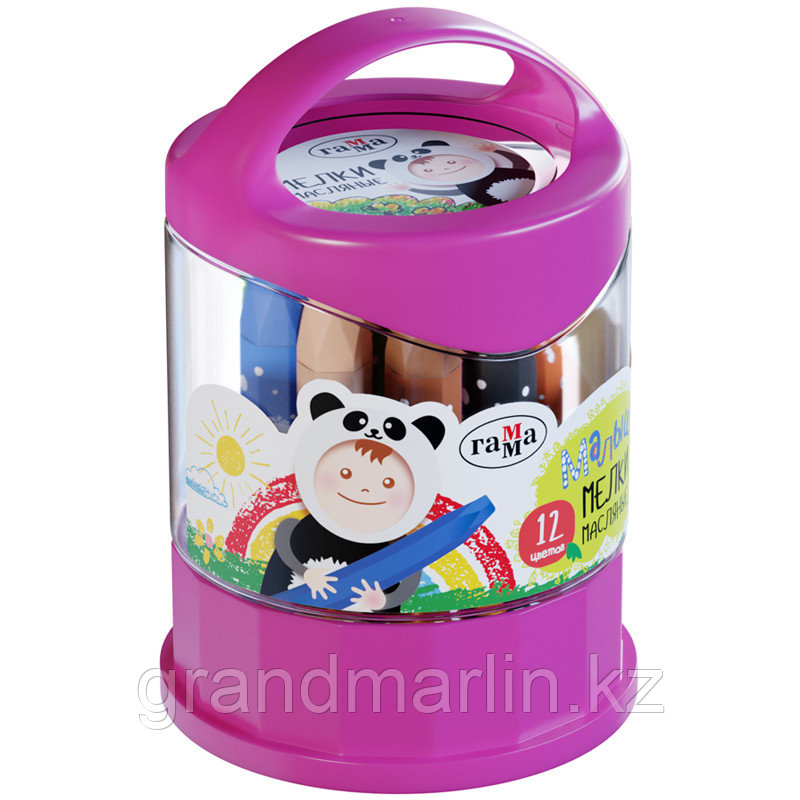 Мелки масляные Гамма "Малыш", 12цв., шестигранные, пластиковый стакан-подставка, фото 1