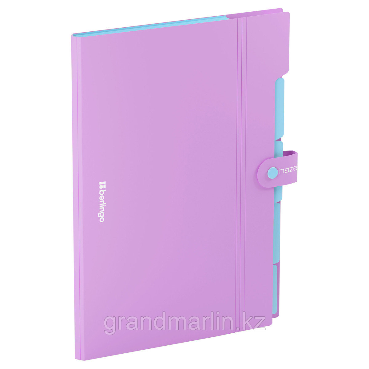 Папка 5 отделений Berlingo "Haze", А4, 600мкм, на кнопке, сиреневая, софт-тач, фото 1