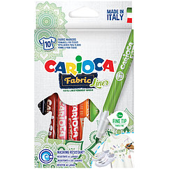 Набор фломастеров для ткани Carioca "Fabric Liner" 10цв., картон. уп., европодвес