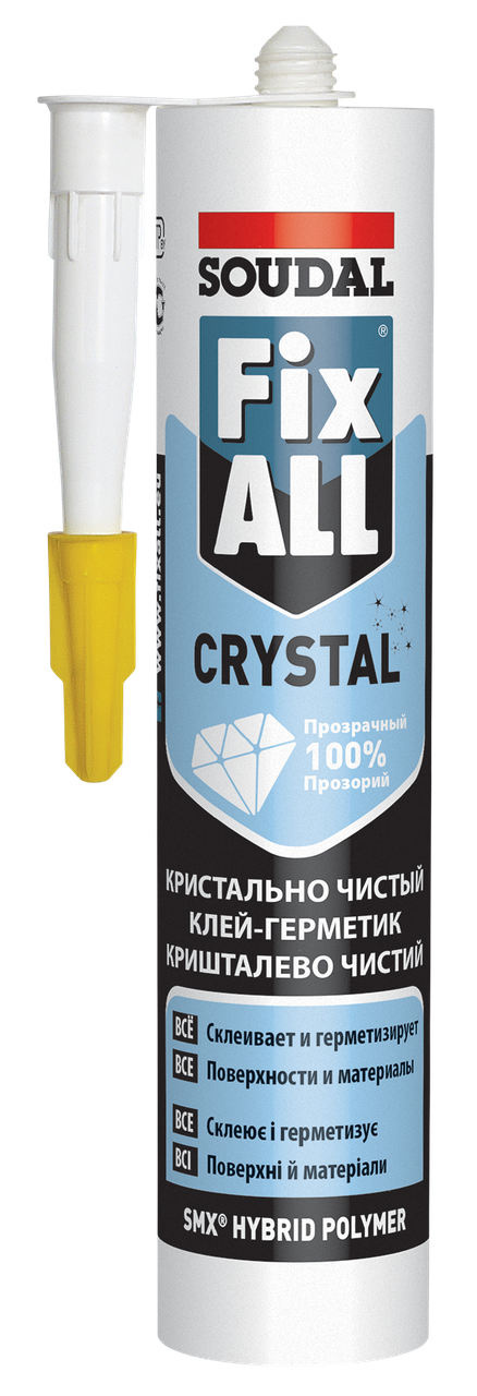 Клей-герметик на основе гибридных полимеров Fix All Crystal белый 290 мл SOUDAL