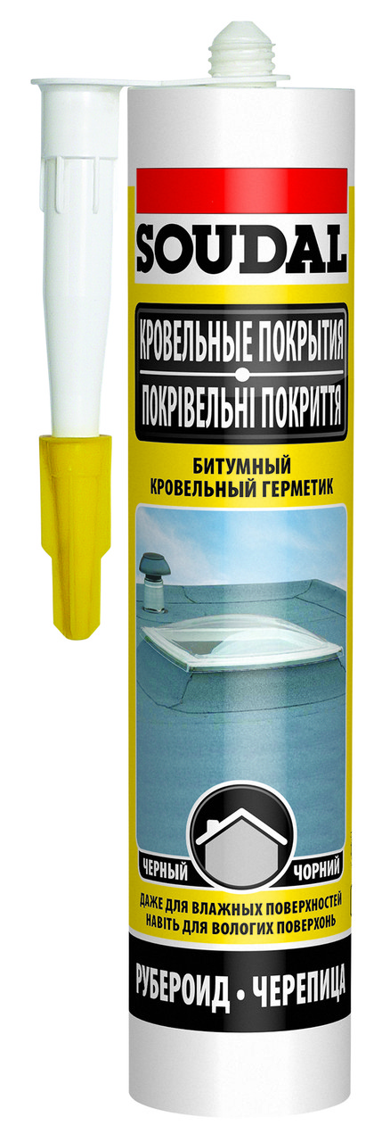 Герметик кровельный битумный Водостойкий и водонепроницаемый xчерный 300 мл SOUDAL