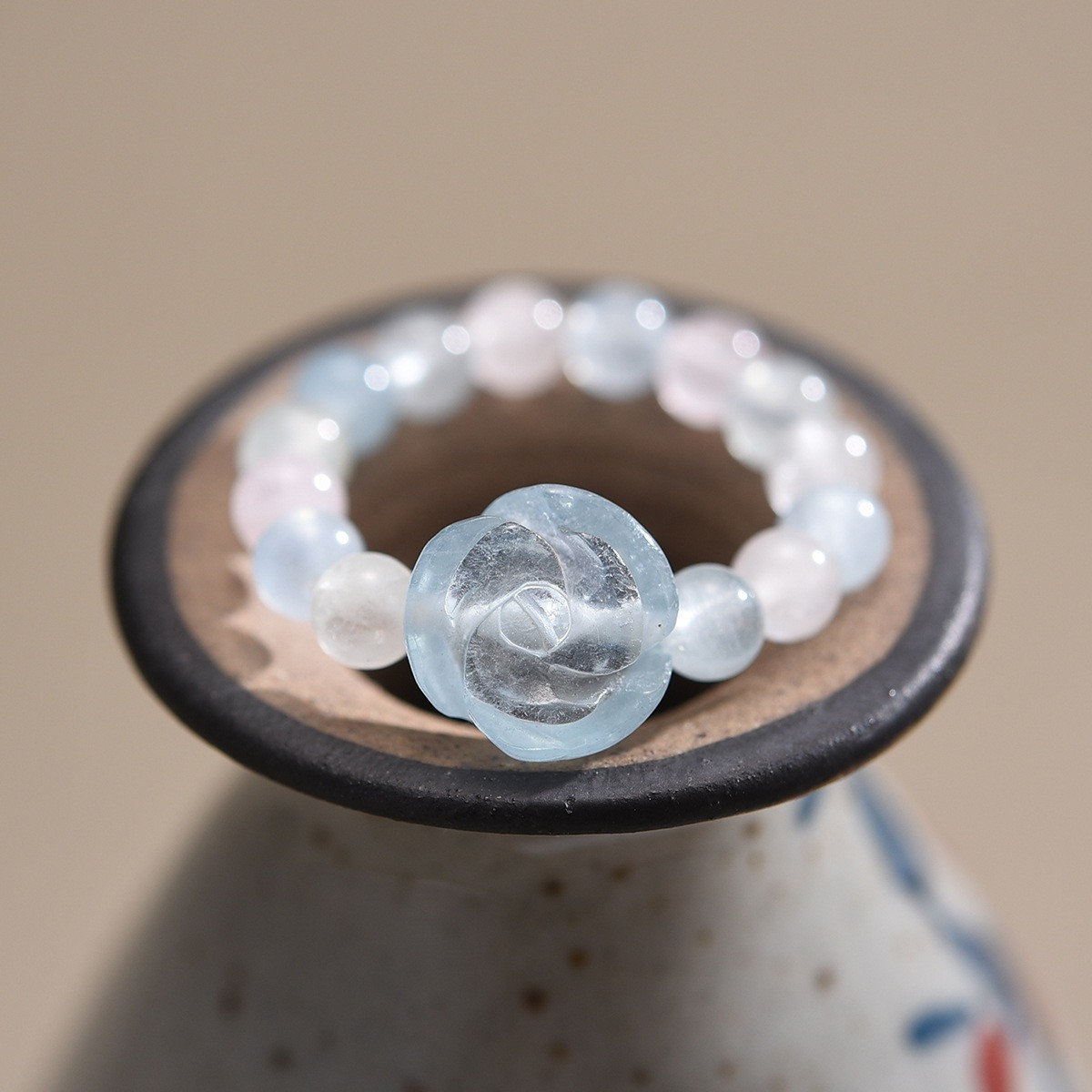 Женское кольцо, аквамарин, кварц Lotus Fun (ручная работа) размер 18,0, вес 2,03гр, фото 1