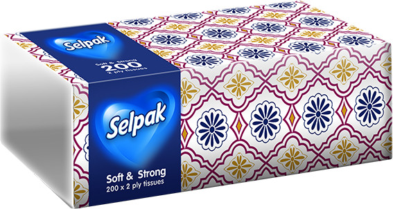 Салфетки Selpak  бумажные, вытяжные мягкая упаковка 200шт, фото 1