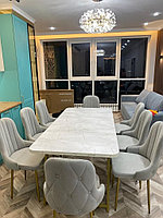 Комплект 858436591, стол 180х90 см + 8 стульев, светло серый