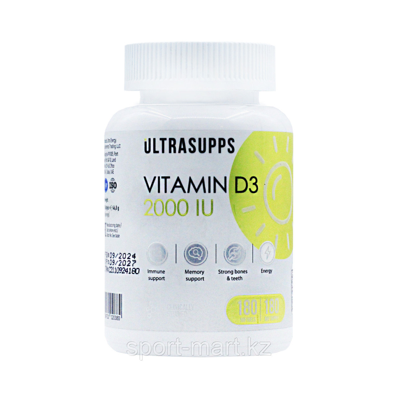 Витамин Д3 Ultrasupps D3 2000 UI 180 капсул, фото 1